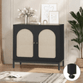 thumbnail image 2 of EastVita Buffet Cabinet with Storage Kitchen Sideboard Console Table Adjustable Shelf Two-Door Rattan Accent Cabinet with Arch Carving for Living Room Hallway Dining Room Black, 2 of 7