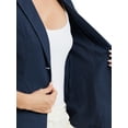 thumbnail image 5 of INSPIRE CHIC Women's Blazer Button Lapel Collar Short Sleeves Spring Summer Wear-to-Work Blazer L Dark Blue, 5 of 6