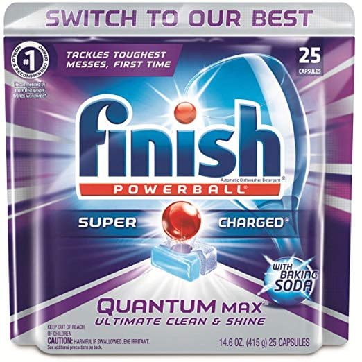 Finish Quantum Dishwasher Detergent with Baking Soda, 25 Count