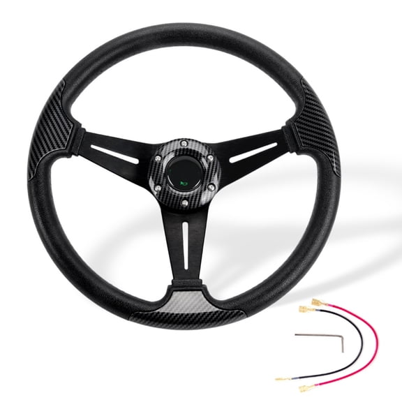 Sinyiin Racing Steering Wheel 345mm Carbon Fiber Finish PU Material Enhanced Driving