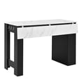 thumbnail image 5 of U_Style-CA Modern Counter Height Table with Foldable Top, Marble-Pattern Surface, 2-Door Storage Cabinet, Adjustable Shelf, Side Hooks & Aluminum Handles, for Dining Room (Chairs Not Included), 5 of 5