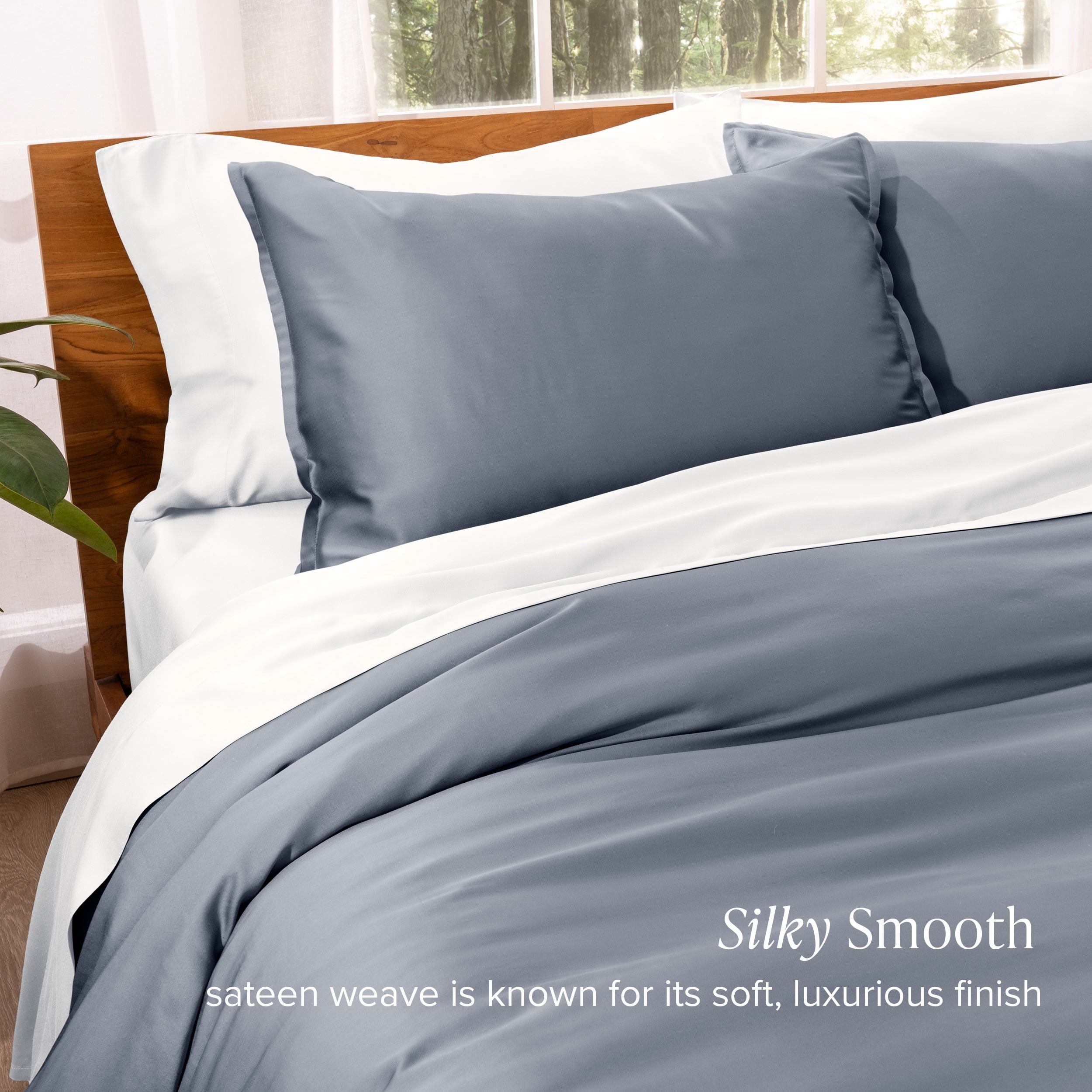 Bare Home TENCEL™ Duvet Cover Set - Lyocell derived from Eucalyptus - Full/Queen, Indigo