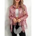 thumbnail image 4 of Suagox Women's Sequin Party Jackets Sparkly Long Sleeve Open Front Tassel Jackets Blazers Clubwear, 4 of 9