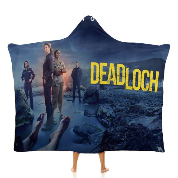 Dead Loch Manta Capa con Capucha Anti-Bolitas, Manta de Lana Ártica Suave, Manta Portátil de Felpa Ligera y Lujosa, Poncho para Siesta en Casa y Oficina, 100*130cm