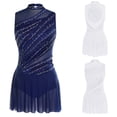 thumbnail image 4 of renvena Costume de Danse Lyrique Robe de Ballet Moderne Sans Manches pour Femmes avec Strass Contemporain Bleu Marine P, 4 of 9