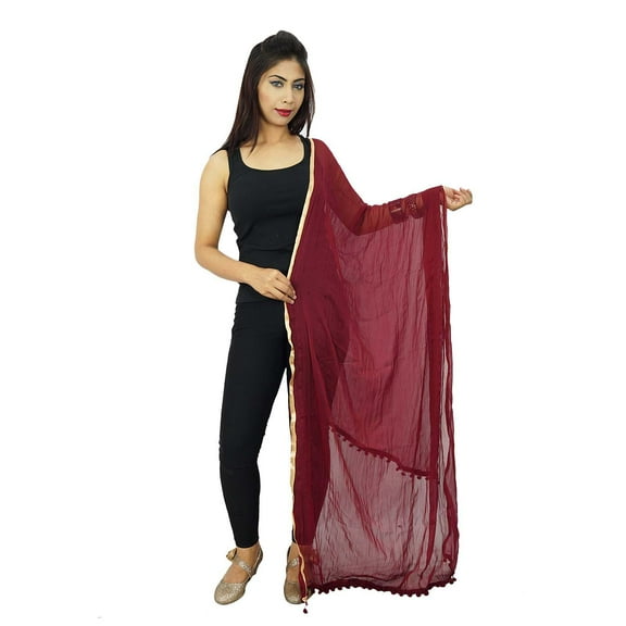 Chiffon Blend Long Stole Indian Women Dupatta Neck Scarves Chunni Gift For Her