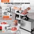 thumbnail image 2 of VEVOR Meat Grinder, 5 Lbs/Min Capacity Electric Meat Grinders with Blade, Grinding Plate, Sausage Maker, Stainless Steel Commercial Meat Mincer for Kitchen Restaurant Butcher Store, 2 of 9
