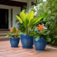 thumbnail image 5 of Modern Pots for Plants - 10/8/6 inch with Drainage Hole, Round Ceramic Planter Set for Succulents & Flowers Decorative Home Accent Matte Blue, 5 of 8