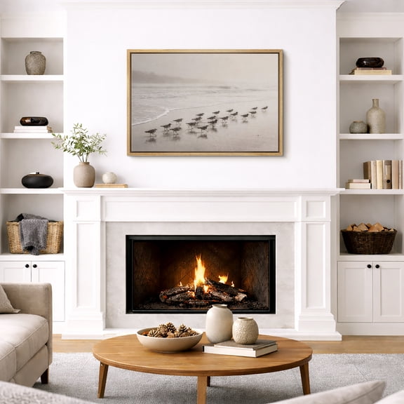 Framed Canvas Print Birds Wall Art Minimalist Modern Decorative for Living Room Bedroom - 16"x24" NATURAL