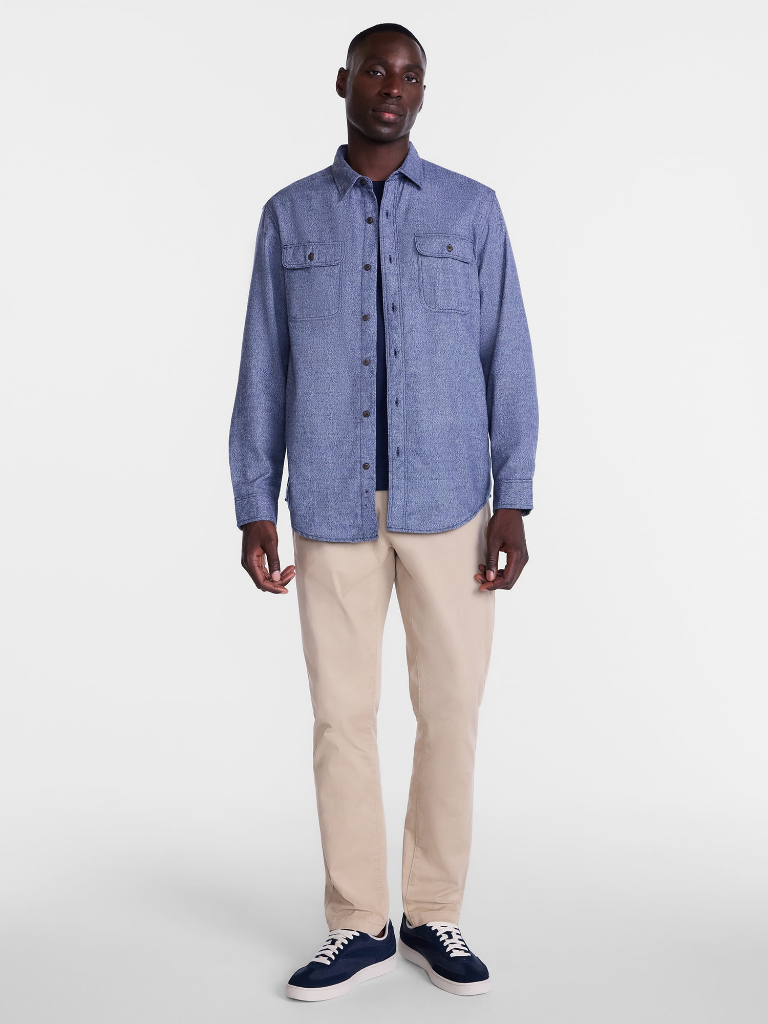 George Men's and Big Men's 100% Cotton Plaid Flannel Shirt with Long Sleeves, Sizes XS-3XL, 2XB-5XB & Tall XLT-3XLT