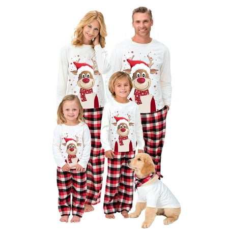 

JBEELATE Family Matching Christmas Pajamas Set Adult Women Men Kids Xmas Elk Print Nightwear Sleepwear TopBottom