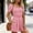 Pink, variant on PWPSG Womens Square Neck Short Sleeve Romper Waist Ruched Shorts Jumpsuit with Side Pockets Pink S
