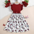 thumbnail image 4 of Spazoro Kids Girls Dresses, Round Neck Short Sleeve Floral Print New Style Princess Dress for Child Girls Red Size 10 T, 4 of 9