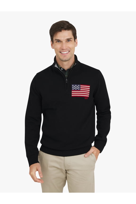 Men's & Big Men's Flag Quarter Zip Sweater, Sizes S-3XL