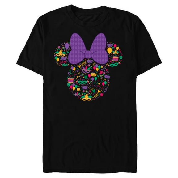 Disney Minnie Mouse Mardi Gras Carnival Holiday Icon - Short Sleeve Blended T-Shirt for Adults - Customized-Black