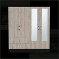 thumbnail image 4 of Chests & Wardrobes | Ron 70.8” Armoire with Drawers & Mirrored Cabinet | Black/Light Gray | Engineered Wood, 4 of 7