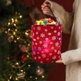 thumbnail image 3 of Harliver Christmas Snowflake Print Basket,Portable Reusable Kids Goodie Bucket With Handle, Waterproof Foldable Clothes Hamper Nursery Hamper Toy Bin Round Collapsible (Red, 18 x 12in), 3 of 5