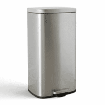 TLSUNNY 50L Step Trash Can, 16 Gal Stainless Steel Kitchen Garbage Bin with Pedal & Removable Inner Bucket