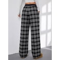 thumbnail image 2 of SHEWIN Womens Sweatpants Classic Plaid Straight Leg Trousers High Waist Baggy Workout Pants with Pockets, 2 of 7