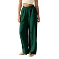 thumbnail image 2 of Cargo Pants for Women Wide Leg Pants Women Linen Wide Leg Pants High Waisted Elastic Waist Flowy Casual Summer Beach Pants for Women Army Green Xxl, 2 of 7