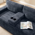 thumbnail image 5 of Leumius 91.7" Boneless Couches for Living Room,Plush Corduroy 3 Seater Sofa with Built-in Cup Holders and Side Storage Pocket,No Assembly,Gray, 5 of 13