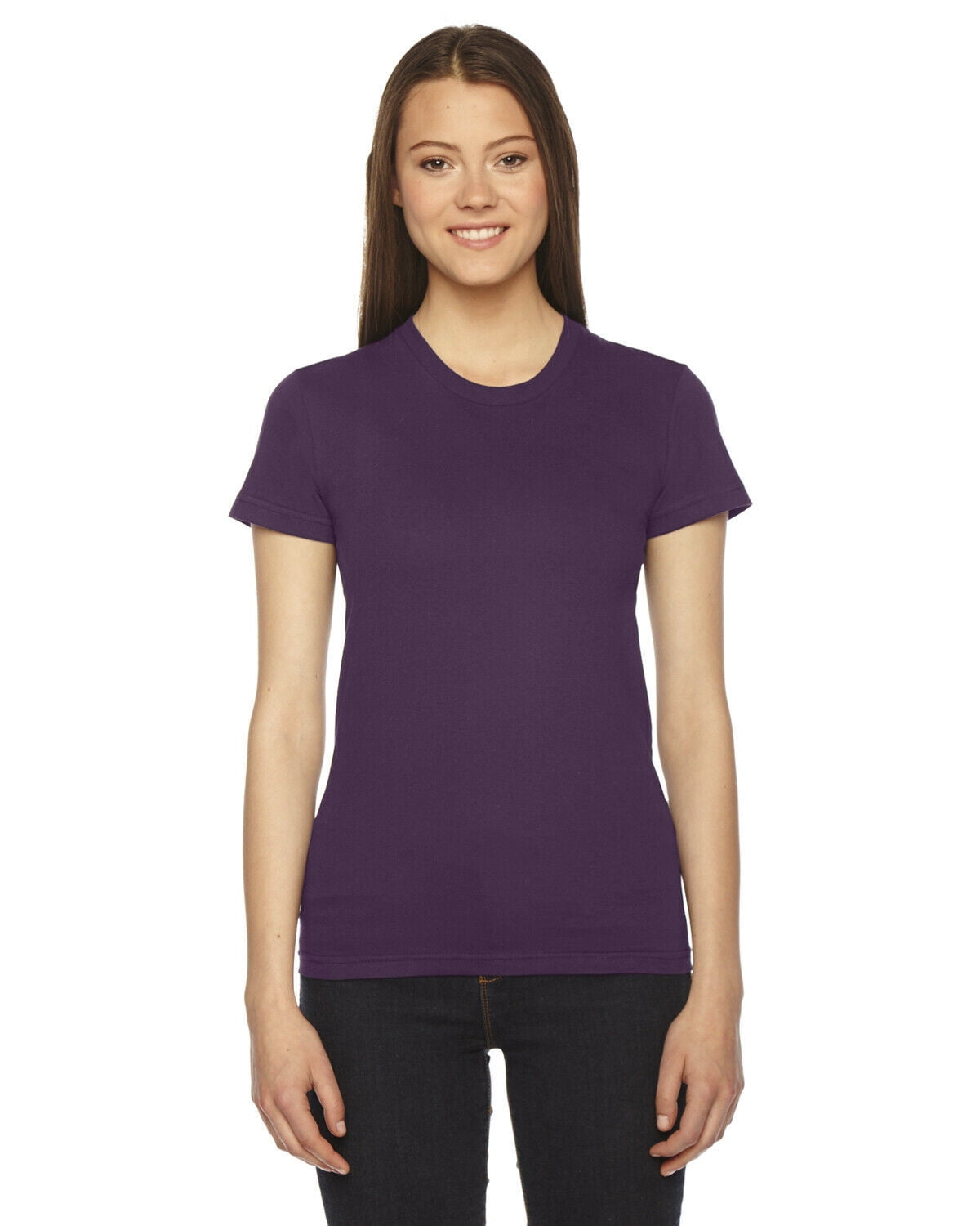 American Apparel 2102W 100 Cotton Women's Fine Jersey TShirt Eggplant