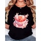 thumbnail image 1 of Camiseta para Mujer Traje de VeranoWomen's T-shirt, Easter "Five Rabbits and Peach Blossom Tea" print, retro minimalist fashion, round neck, casual and comfortable, sports short-sleeved T-shirtFathe, 1 of 7