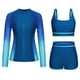 thumbnail image 1 of Trajes de Baño de Manga Larga de la Guardia de la Impresión Del Tanque Del Sujetador Incorporado 3 Piezas con Pantalones Cortos, Cremallera para el Buceo de Surf Y Deportes Acuáticos, 1 of 8