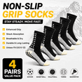 thumbnail image 2 of 4 Pairs Mens Grip Soccer Socks Non Slip Grippy Women Socks for Football Basketball Sports, 2 of 6