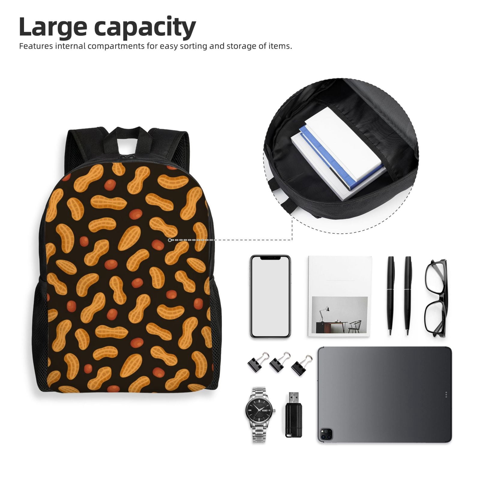 Xecao Peanuts5 Print School Backpack with Laptop Compartment Small Travel Laptop Backpack for Women Men Waterproof College Backpack Simple School Bag