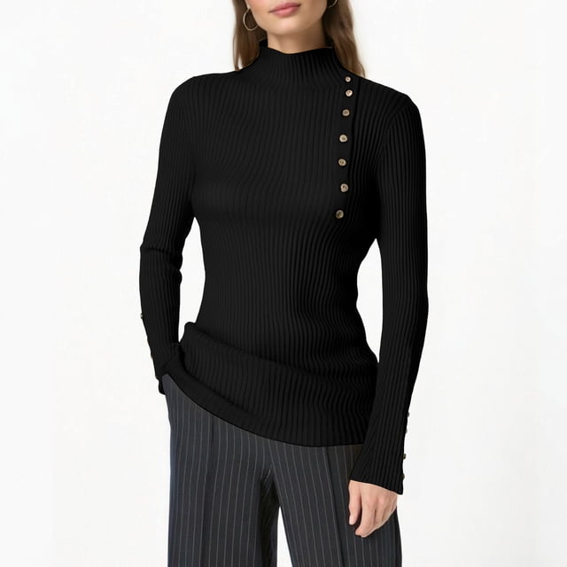 TINZ Chandail à Col Montant Mi-Haut à Boutons pour Femmes Automne/hiver Chaud Uni Chandail Décontracté à Enfiler Chandails pour Hommes Chandail à Fermeture à Glissière pour Hommes Chandail à Fermeture à Glissière pour Hommes