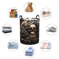 thumbnail image 4 of Sikiie Gold Rose Skull Print Round Dirty Clothes Basket, Waterproof Standing Foldable Storage Basket, for Laundry Room, Bedroom, Bathroom Storage-Small, 4 of 6
