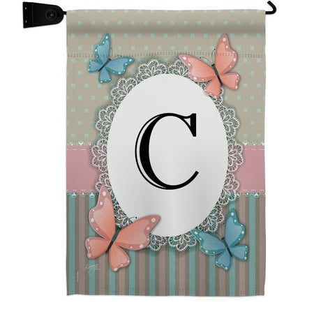 Butterflies C Initial Garden Flag Set Friends 13 X18.5 Double-Sided Yard Banner