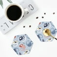 thumbnail image 5 of Honeii Cute Chameleons On Blue Print Leather Coaster Set of 6, Ideal for Safeguarding Your Furniture from Drinks Spills and Effortless Cleanup,Hexagon, 5 of 7