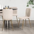 thumbnail image 2 of Sillas de Comedor Beige HOMEMAKE FURNITURE 4 Piezas Patas Doradas de Metal Escandinavo Minimalista, 2 of 6