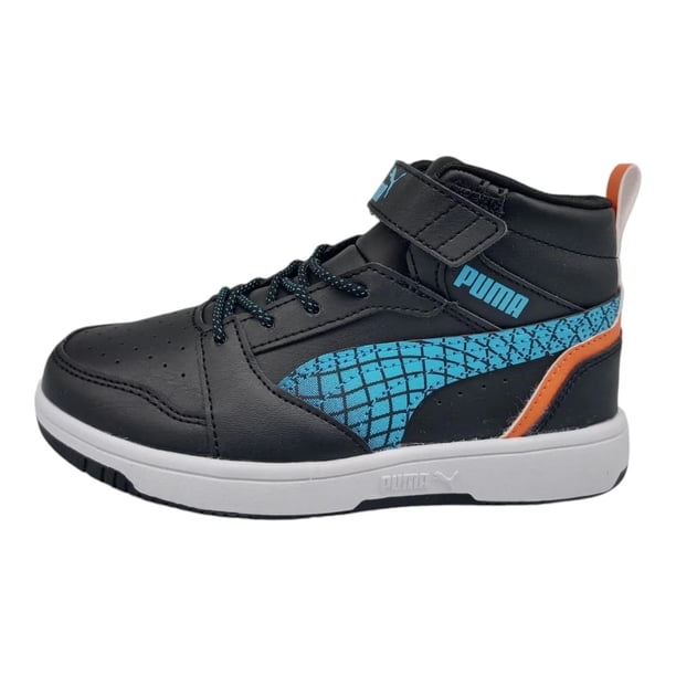 Tenis Puma Rebound V6 Mid Techie PS para Niños 397946-02 negro 20