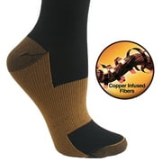 AIRKOUL 5 Pairs Copper Compression Socks High Sport Knee High Compression Socks Improves Circulation, Reduces Swelling & Pain for Nurses, Running, XXL