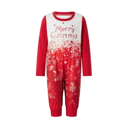 

Sunisery Christmas Family Matching Pajamas Gradient Snowflake Letter Print Long Sleeve Shirts and Pants Sleepwear