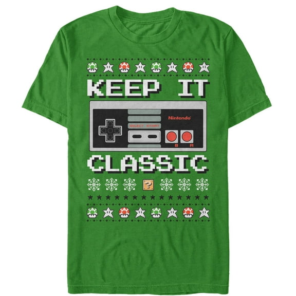 Men's Nintendo Ugly Christmas NES Classic Controller Graphic Tee Kelly Green Medium