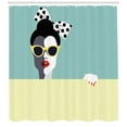 thumbnail image 3 of Ambesonne Girls Shower Curtain, Retro Pop Art Young Woman, 69"Wx70"L, Pale Yellow Seafoam, 3 of 3