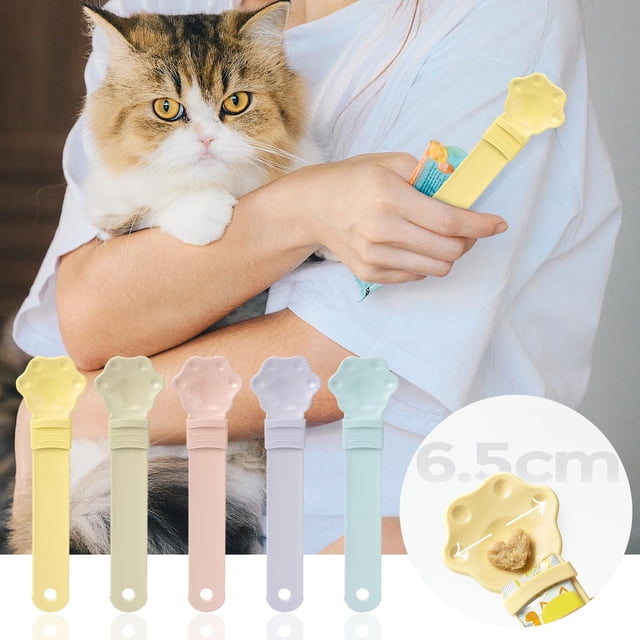 Fiudx Cuchara para Comer, Exprimidor con Forma de Pata de Gato, Mango Ergonómico, Práctico y Fácil de Limpiar, Ideal para Comida Húmeda, 1 Tira Exprimidora.