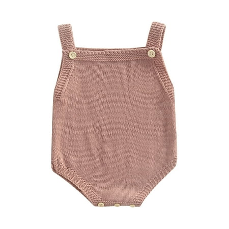 

TheFound Newborn Baby Boy Girl Knit Romper Sleeveless Strap One Piece Knitted Jumpsuit Bodysuit Clothes