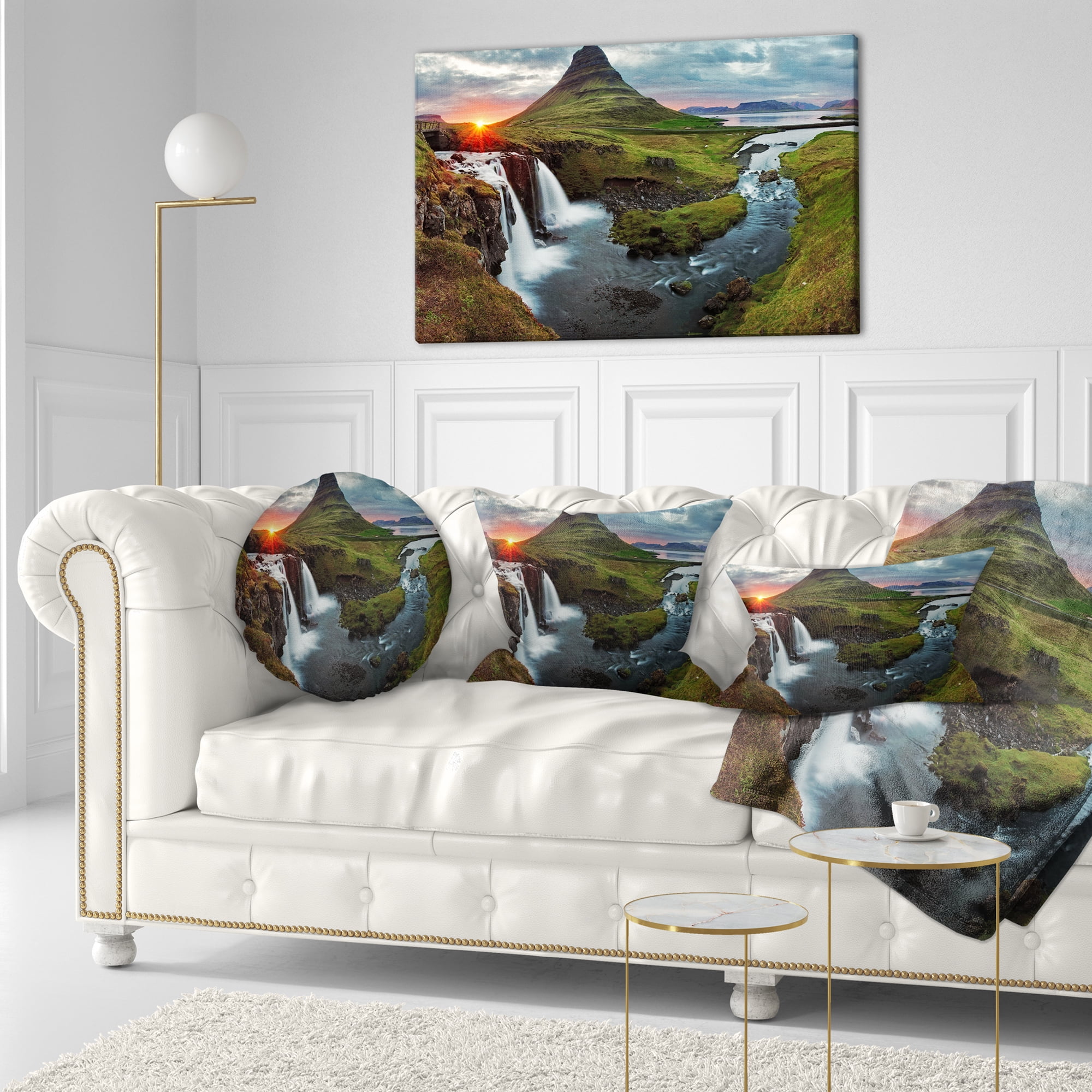 Designart Iceland Landscape Spring - Panorama Throw Pillow - 12x20