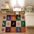 thumbnail image 3 of Rdsfhsp Sun Moon Stars Velvet Area Rug, Colorful Celestial Pattern Soft Carpet for Bedroom Living Room Teen Room Boho Home Decor, 3 of 5
