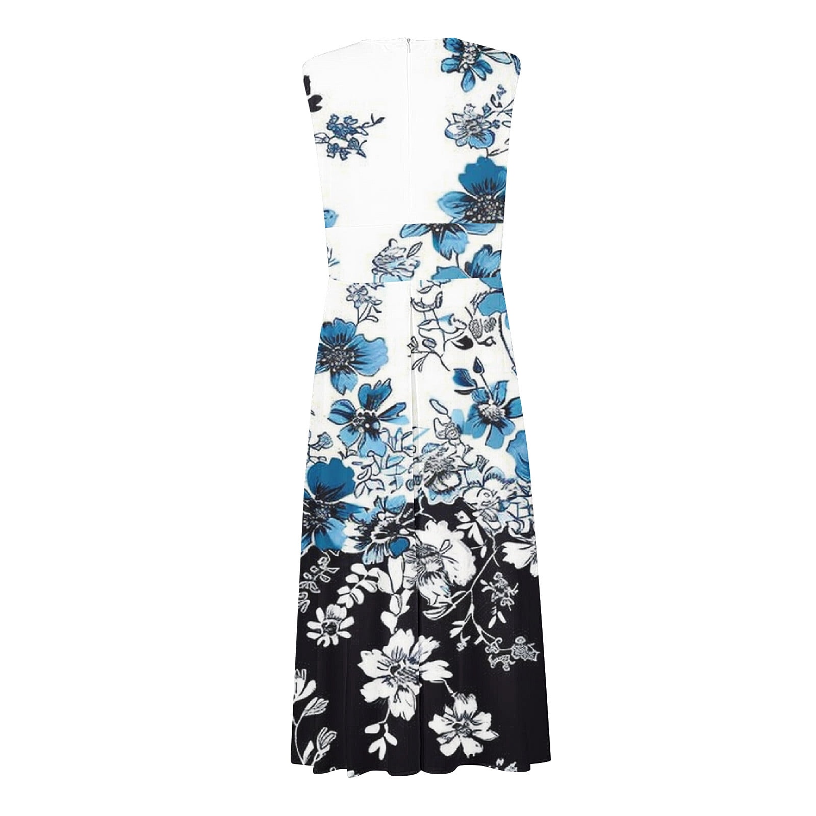 Hvot&aat Women's 3D Butterfly Print Maxi Dress V Neck Sleeveless Flowy Tank Dresses A Line Pleated Cocktail Party Dress