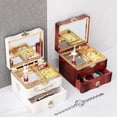 thumbnail image 4 of Caja de música Joyero de música Suave con cajón y Giro Caja de música para niña de Ballet Caja de Almacenamiento de Joyas Musicales (Color: marrón), 4 of 5