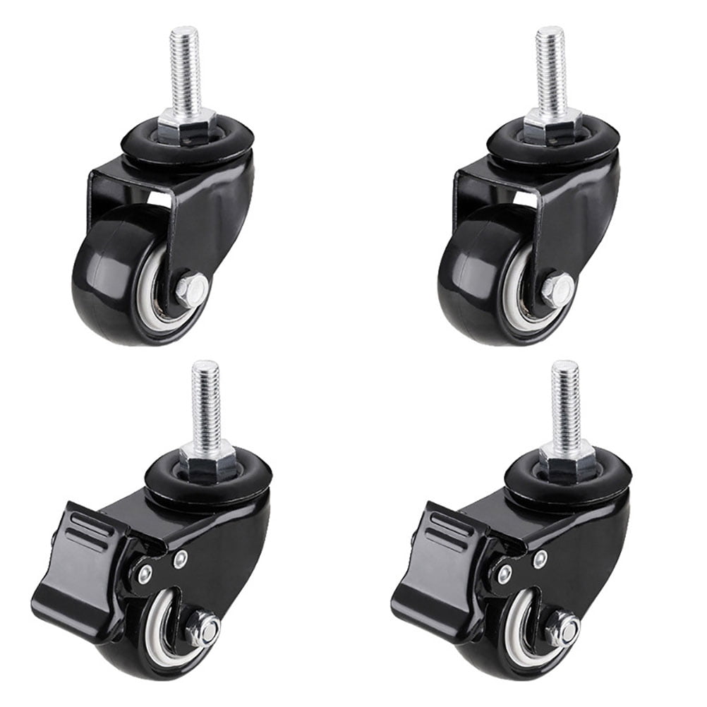 M8 Thread 2-inch Dia Wheel Swivel Brake Caster Roller 4pcs M8 Thread 2-inch Dia Wheel Swivel Brake Caster Roller 4pcs