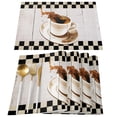 thumbnail image 2 of Coffee Wood Grain Retro Lattice Table Runner Home Wedding Table Flag Mat Centerpieces Decoration Party Dining Long Tablecloth, 2 of 6
