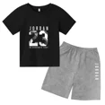 thumbnail image 3 of Conjunto de 2 piezas de camiseta y pantalones cortos para niños y niñas, camiseta deportiva de verano, camiseta de manga corta de algodón, ropa para niños de 2 a 10 años con estampado de dibujos anima, 3 of 5