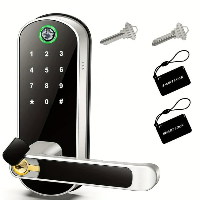 Serrure de Porte Intelligente à Empreinte Digitale avec Application, Télécommande, Wi-Fi Sans Clé, Serrure à Écran Tactile Numérique NFC, IP67, Étanche, avec 2 Cartes IC, Résistante à la Corrosion